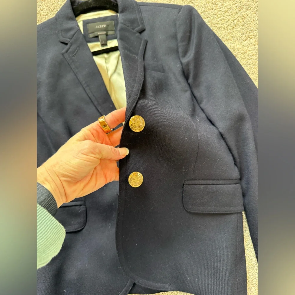 J.Crew Schoolboy Navy Wool Blazer Size 2 Gold Buttons - Picture 4 of 11